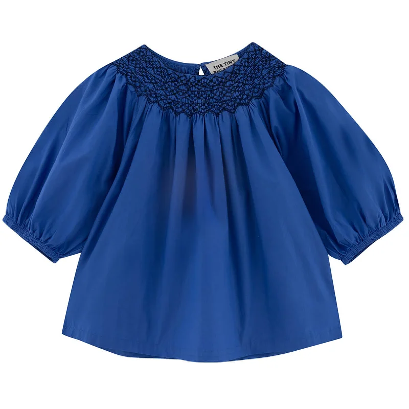 Smocked Blouse in Ultramarine The Tiny Big Sister - Last Ones In Stock - EUR 34 (UK 6) Lightweight Floral Blouse