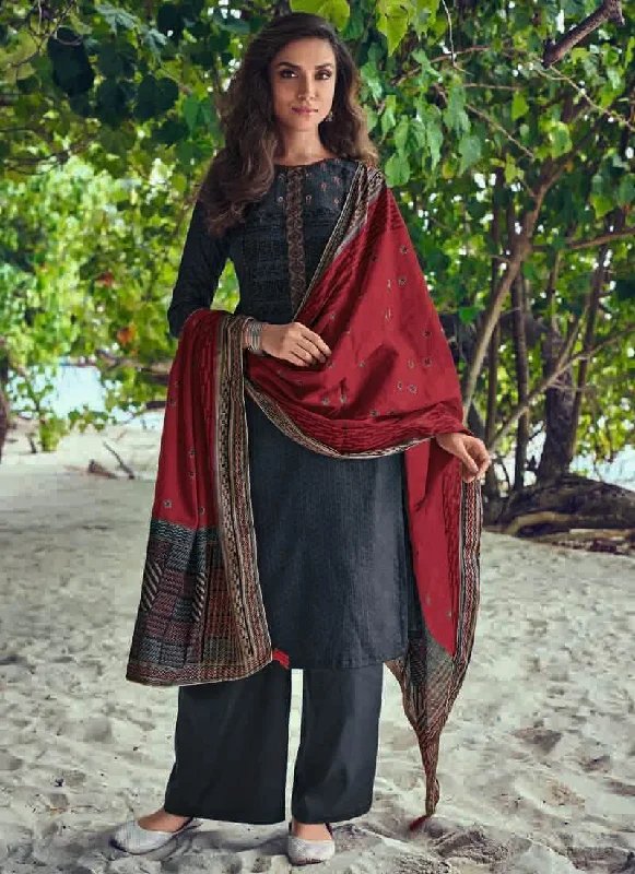 Dark Grey Pure Jam Cotton Print Pant Suit Cozy Maternity Pants