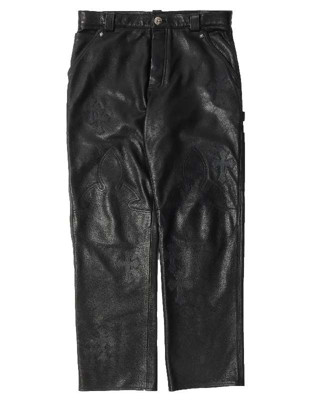 Leather Carpenter Cross Pants Chic Checkered Pants