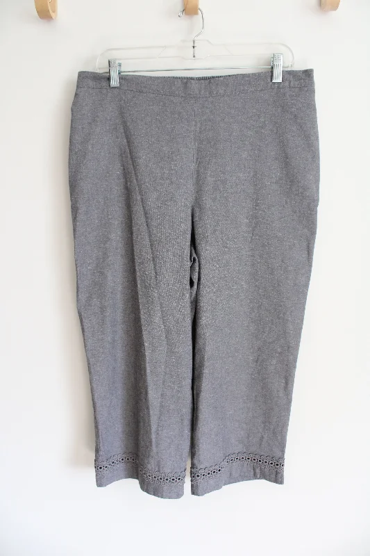 Alfred Dunner Eyelet Edged Gray Capri Pants | 16 Comfortable Cargo Pants