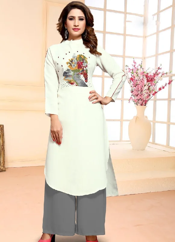 White Pant style Kurti Soft Cotton Comfortable Cargo Pants