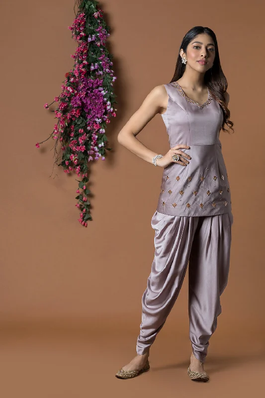 Coffee Short Kurta And Dhoti Pants High-Waist Jeans