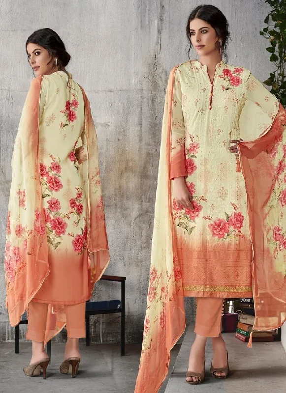 Cream Pant style Straight Georgette Stylish Harem Pants