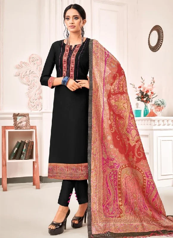 Black Pure Jam Silk Pant Straight Trendy High-Waist Trousers