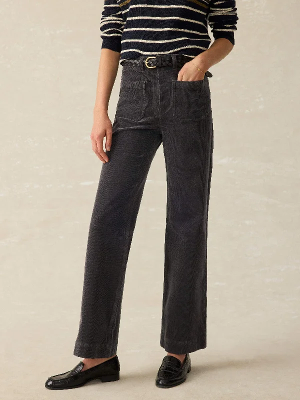 Softstretch Cord Patch Pocket Pant - Washed Black Warm Wool Trousers