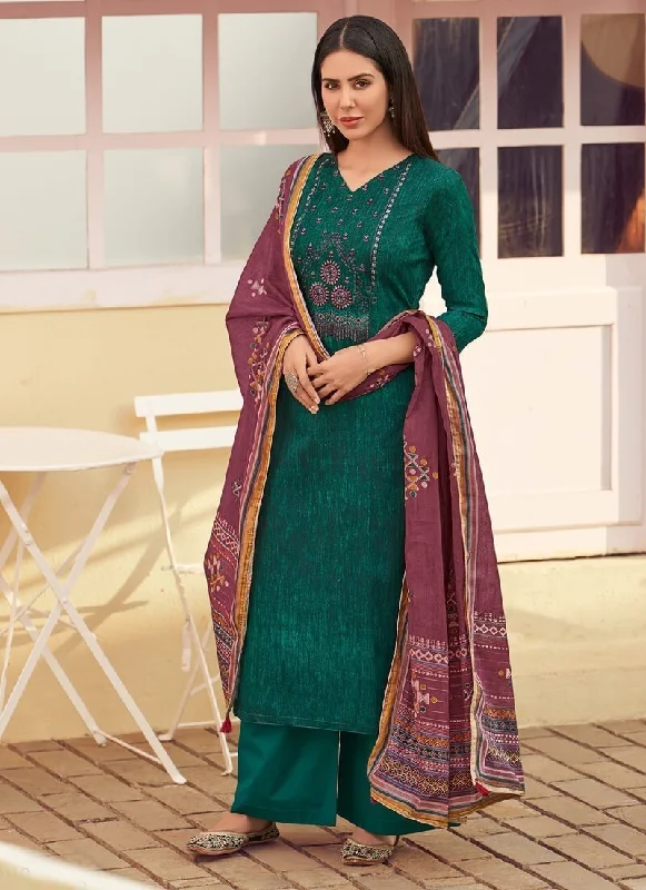Green Pure Jam Cotton  Pant Suit High-Waist Jeans
