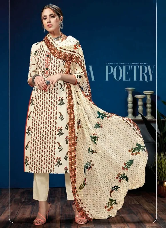 Cream Pure Loan Cotton Pant Salwar Suits Slim-Fit Khaki Pants