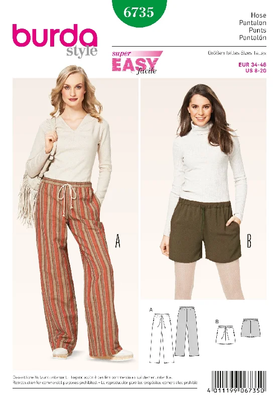 Burda Pattern 6735- Misses Pants Casual Lounge Pants