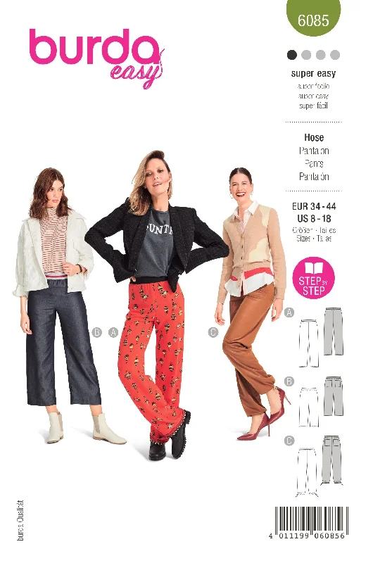 Burda X06085 Misses Skirt/Pants Classic Pleated Pants