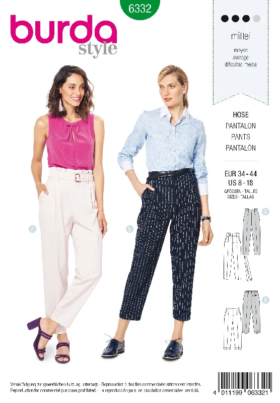Burda Pattern 6332 Misses' highwaisted pants Comfortable Jogging Pants