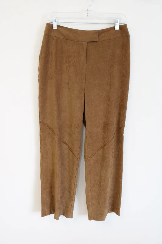 Norton McNaughton Brown Sueded Pant | 10 Petite Trendy Palazzo Pants