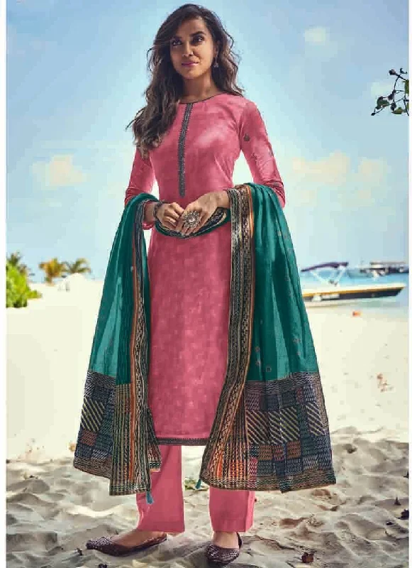Pink Pure Jam Cotton Print Pant Suit Trendy Work Pants