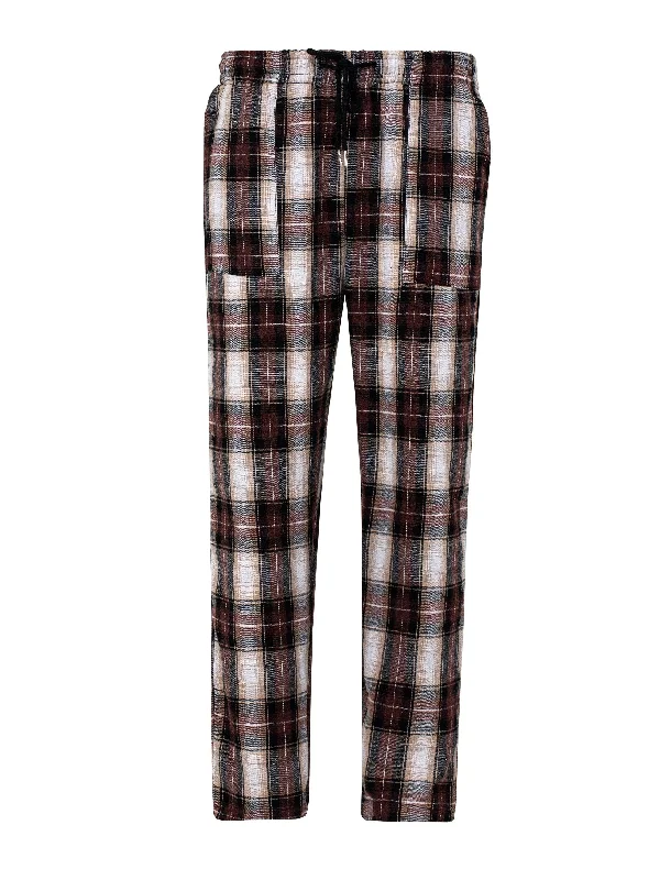 Men's Simple Style Plaid Pattern Casual Comfy Pants, Trendy Loose Stretchy Elastic Waist Home Pajamas Bottom, Suitable For Sleeping Home Cozy Jogger Leggings