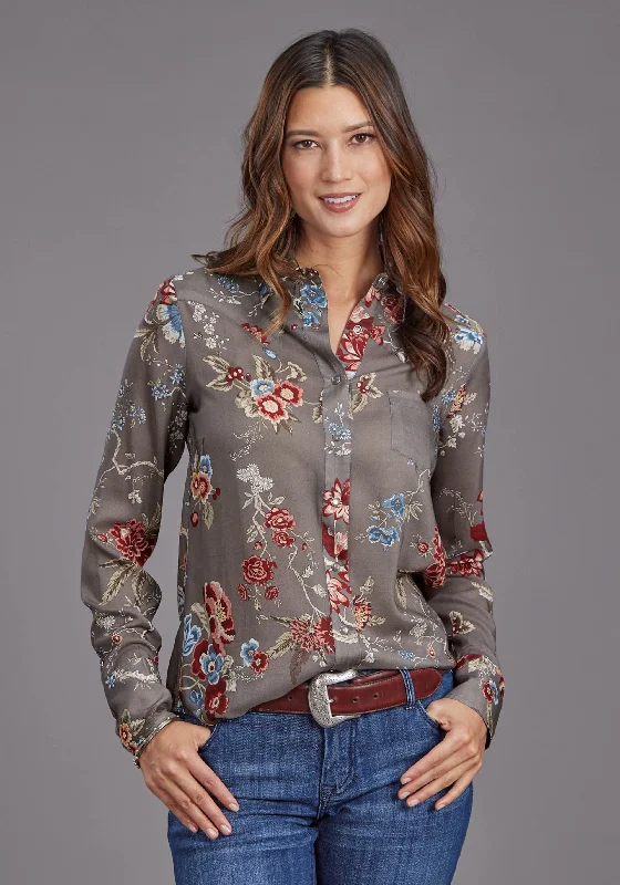 Women's Stetson "Vintage Tapestry" Long Sleeve Western Blouse Modern Work Blouse