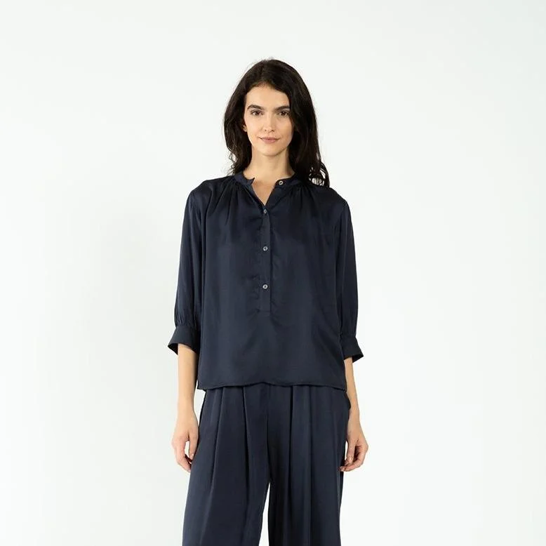 Celia Blouse (Midnight) Classic Minimalist Blouse