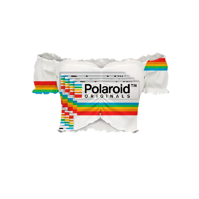 Polaroid Colors Off-Shoulder Blouse Semi-Sheer Blouse