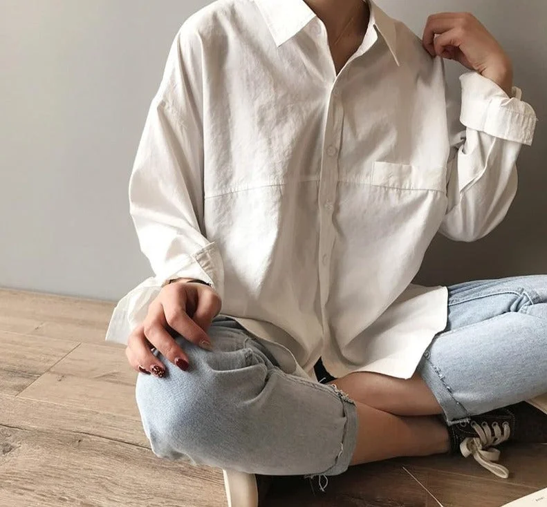 Women Blouse | Turn-Down Collar Shirt | Women Minimalist Shirt | Summer Blouses Top | Women Casual Shirt | Linen Loose Shirt | Summer Shirts Relaxed Fit Blouse