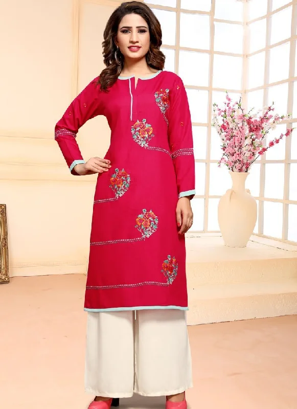 Sweet Pink Pant style Kurti Soft Cotton Trendy Palazzo Pants