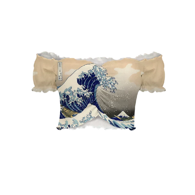 Great Wave Off-Shoulder Blouse Classic White Blouse