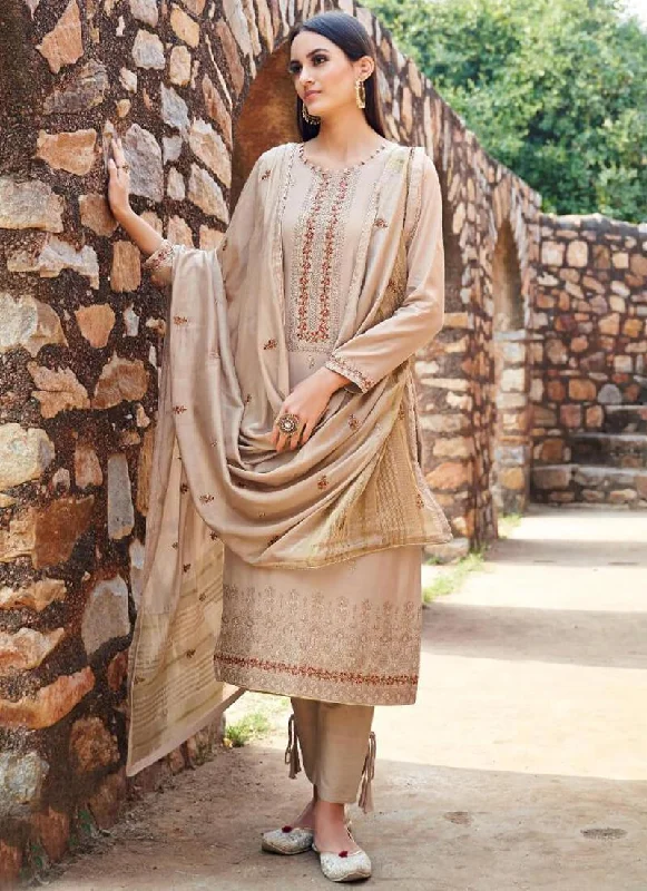 Beige Muslin Pant Salwar Suits Fashionable Button-Up Pants