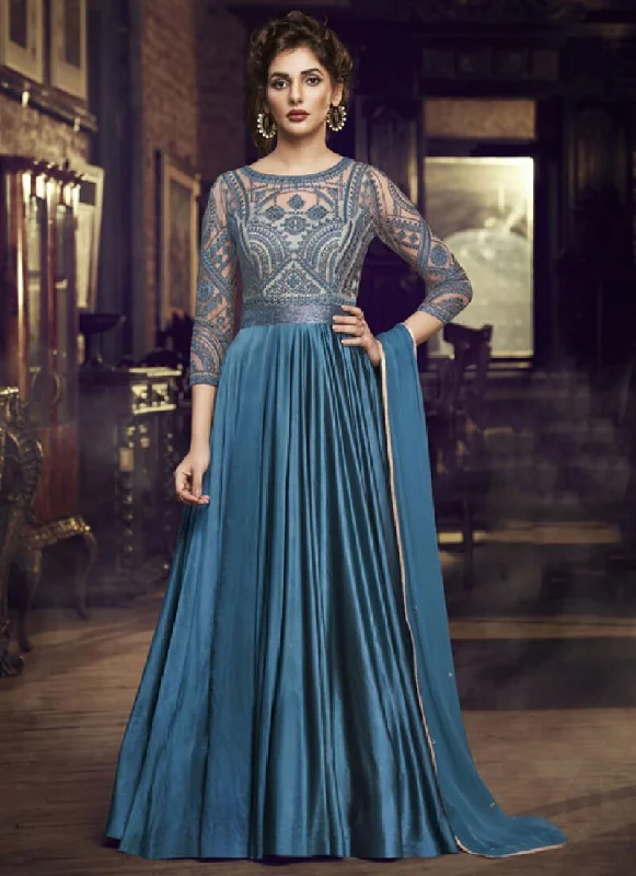 Modal Satin Blue Straight Suit Pant Bottom Casual Wide Pants
