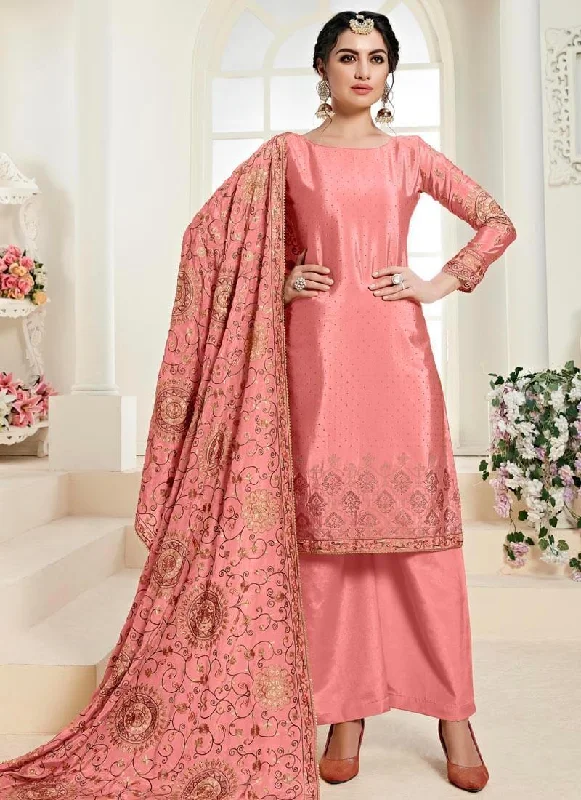Pink Chinon Pant Salwar Suit Comfy Athletic Pants