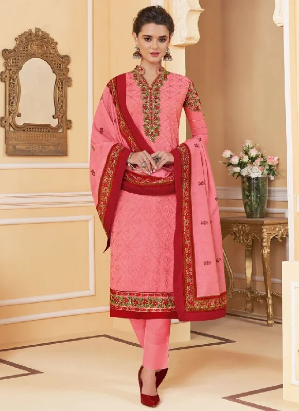 Light Pink Heavy Foux Georgette Pant Dress Fashionable Sporty Pants