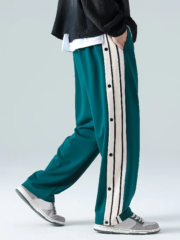 Men's Street Style Striped Wide-Leg Pants with Drawstring Waist - Casual, Loose Fit for Basketball & Outdoor Activities Relaxed High-Waist Trousers