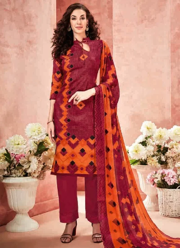 Maroon Pure Loan Cotton Pant Salwar Suits Soft Cotton Pants