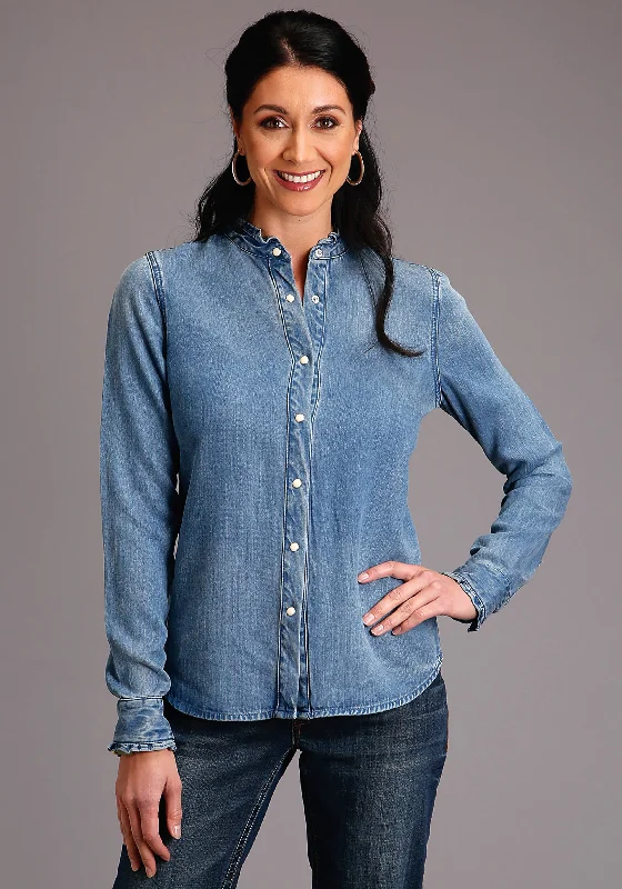 Stetson Tencel Denim Long Sleeve Blouse Soft Modal Blouse