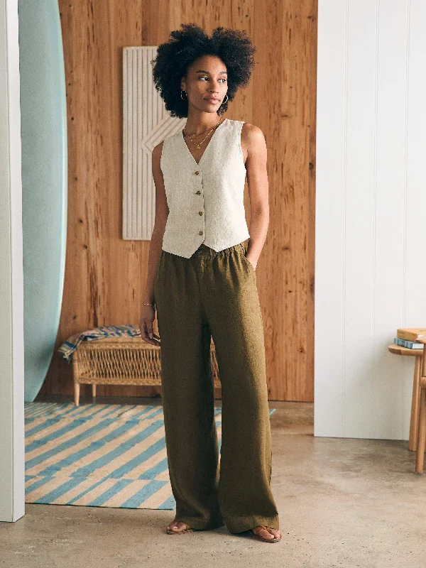 Monterey Linen Pant - Military Olive Soft Cotton Pants