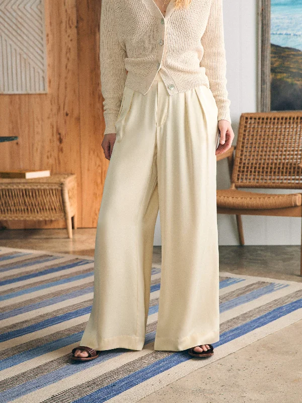 Sandwashed Silk Gemma Pant - Pearled Ivory High-Waist Yoga Pants