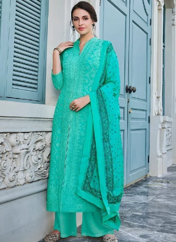 Georgette Sky Straight Suit Pant Bottom Trendy Work Pants