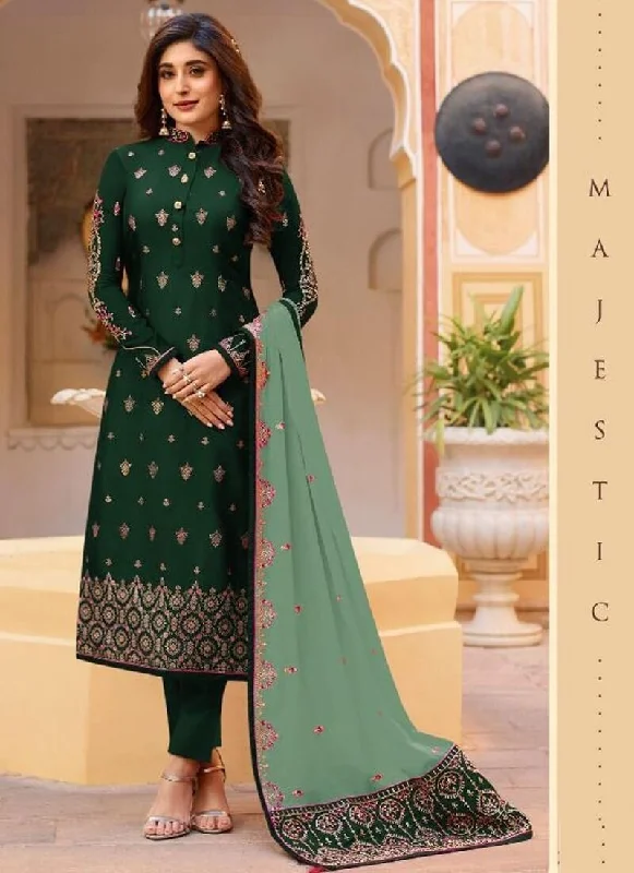 Green Rangoli Silk Georgette Salwar Suit Pant Elegant Silk Pants