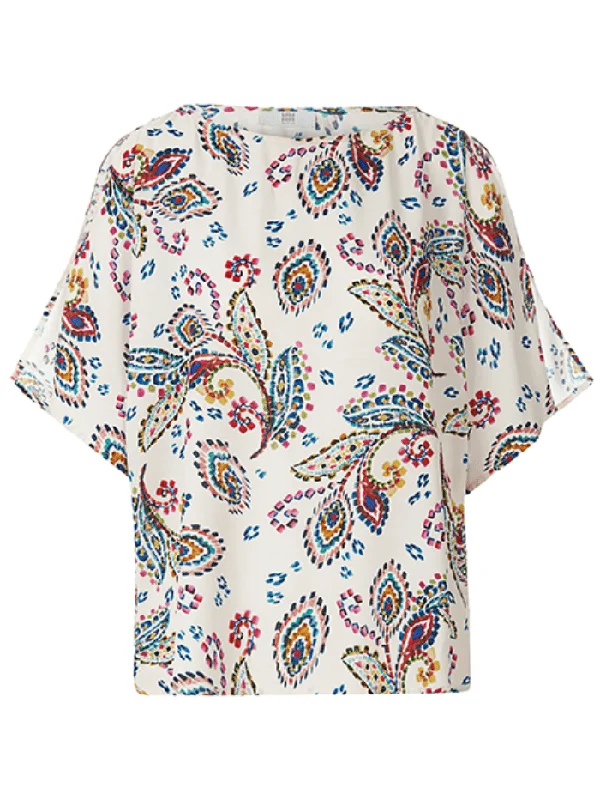 Riani Short Sleeved Blouse In Provence Print 445570 4261 Col 184 Semi-Sheer Blouse