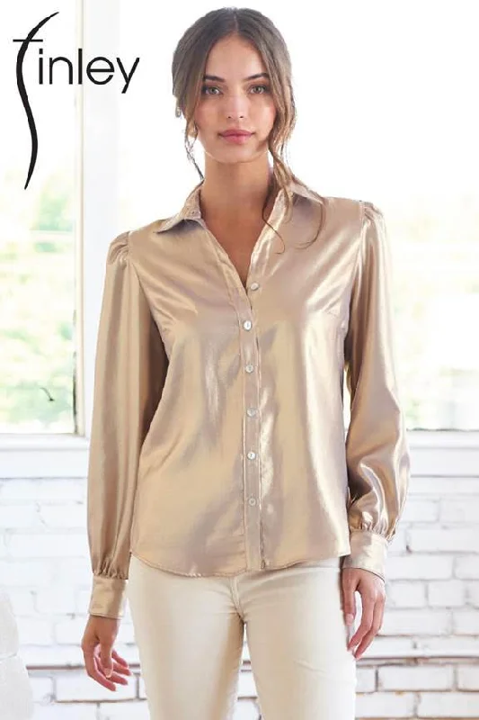 COLLETTE GOLD BLOUSE Embellished Collar Blouse