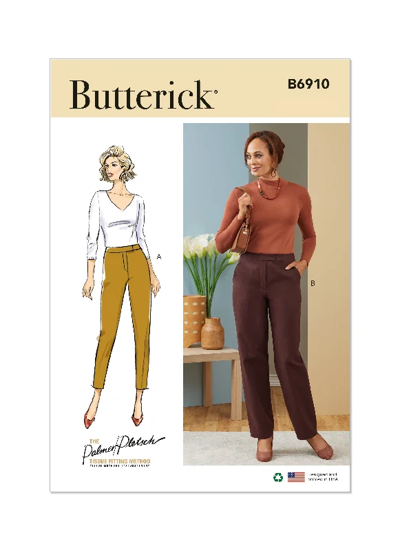 Butterick B6910 Miss Contour Band Pants Classic Straight-Leg Pants