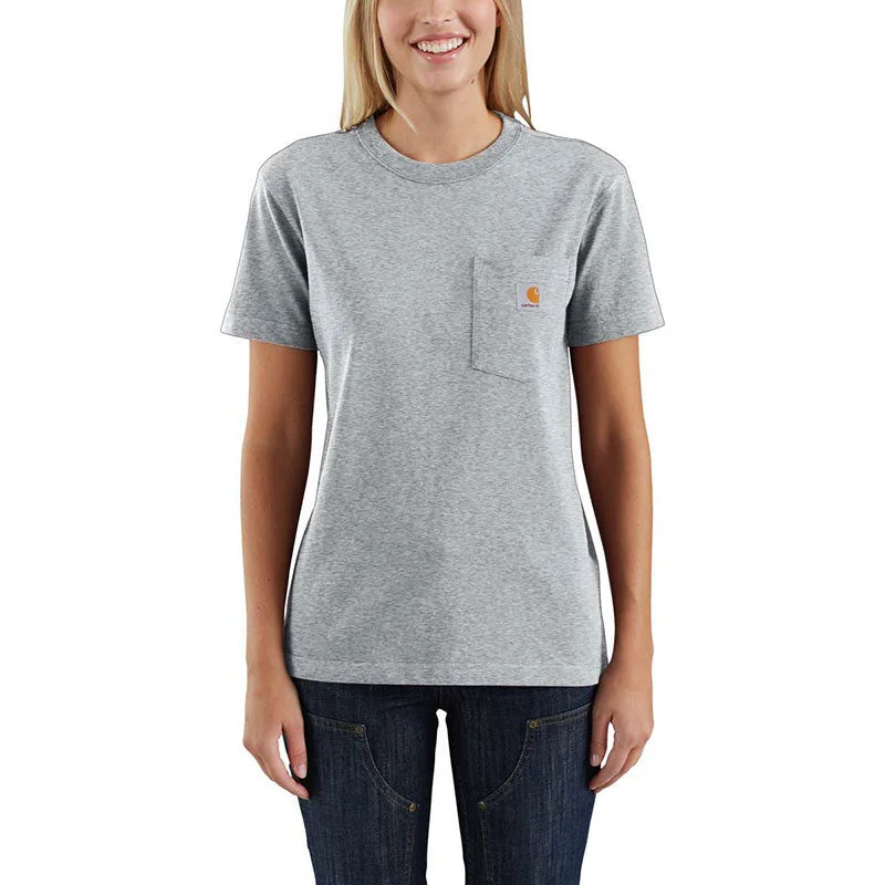 103067 - Carhartt Women's WK87 Workwear Pocket SS Tshirt Notch Collar Peter Pan Collar Cowl Neck