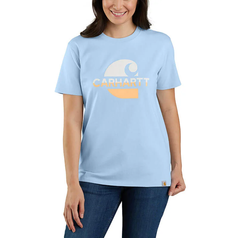 105738 - Carhartt Women's Loose Fit Heavyweight Short-Sleeve Faded C Graphic T-Shirt Notch Collar Peter Pan Collar Cowl Neck 105738 - Carhartt Women's Loose Fit Heavyweight Short-Sleeve Faded C Graphic T-Shirt Notch Collar Peter Pan Collar Cowl Neck