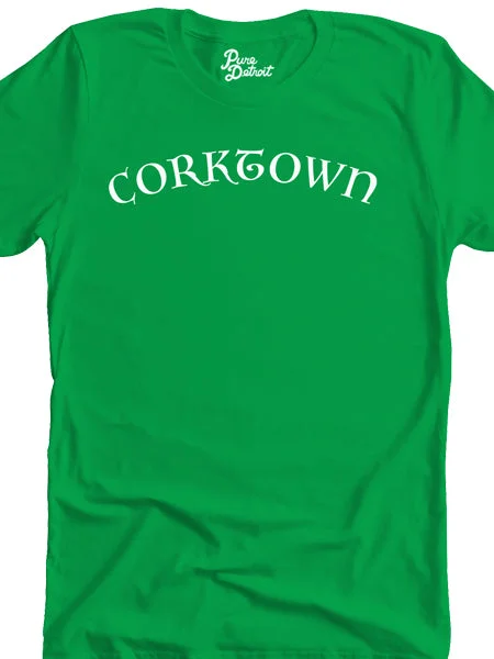 Corktown Neighborhood Unisex T-shirt - White / Irish Green Jersey Fabric Tulle Fabric Batik Fabric