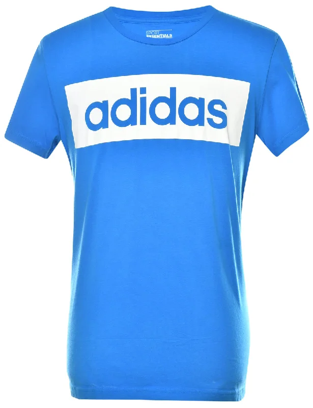 Adidas Blue Printed T-shirt - XL Anti-Shrink Durable Soft