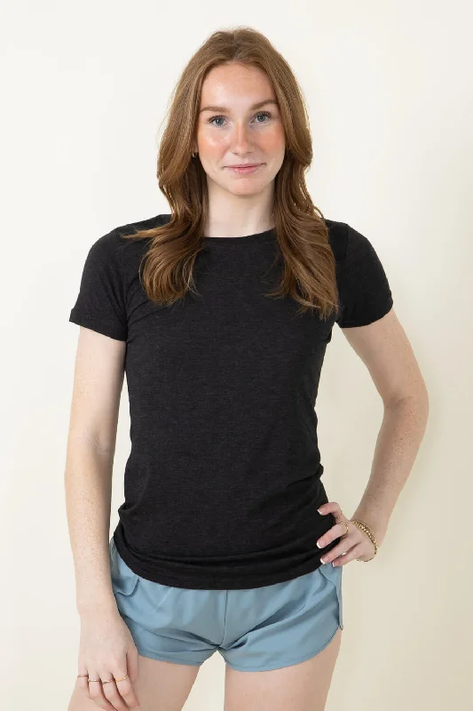 Basic Crewneck T-Shirt for Women in Black Heather | 3200-BLKHTHR Houndstooth Herringbone Solid Basic Crewneck T-Shirt for Women in Black Heather | 3200-BLKHTHR Houndstooth Herringbone Solid
