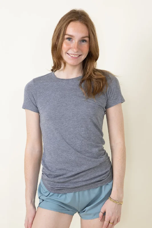 Basic Crewneck T-Shirt for Women in Heather Grey | 3200-HTHRGRY Rayon Fabric Velvet Fabric Corduroy Fabric Basic Crewneck T-Shirt for Women in Heather Grey | 3200-HTHRGRY Rayon Fabric Velvet Fabric Corduroy Fabric
