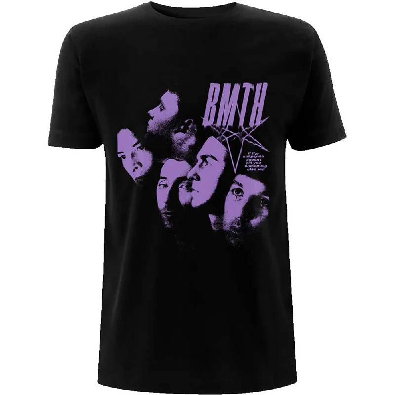 BRING ME THE HORIZON Attractive T-Shirt, Photo Montage Solid Color Striped Floral
