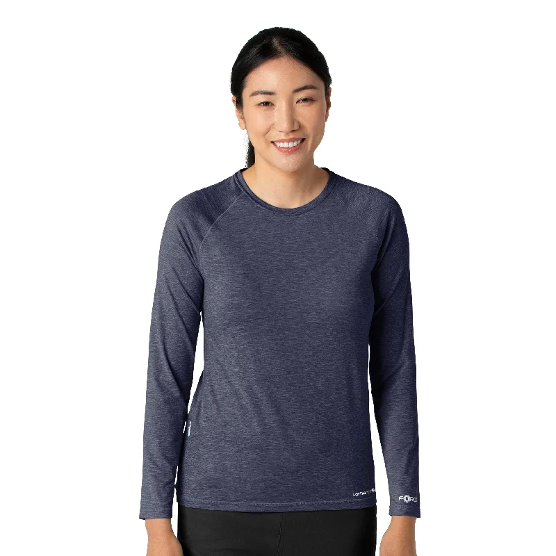 Carhartt Force Sub-Scrubs Women's Performance Long Sleeve Tee - Navy Heather Fleece Nylon Spandex