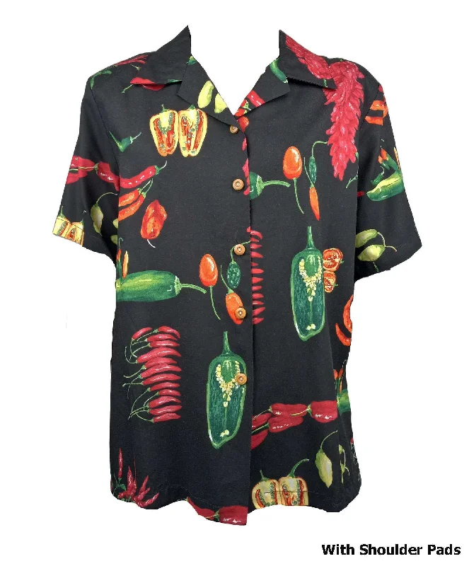 Chili Pepper #3 Women's Hawaiian Camp Shirt Rayon Fabric Velvet Fabric Corduroy Fabric Chili Pepper #3 Women's Hawaiian Camp Shirt Rayon Fabric Velvet Fabric Corduroy Fabric