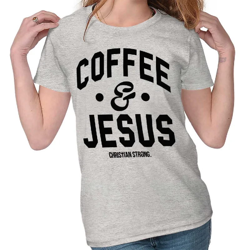 Coffee and Jesus Ladies T Shirt Collared Crew Neck Turtle Neck