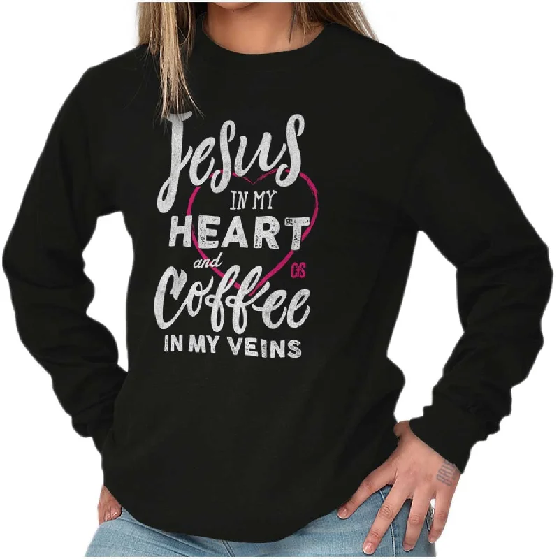 Coffee Veins Long Sleeve T Shirt Embroidered Appliqued Beaded