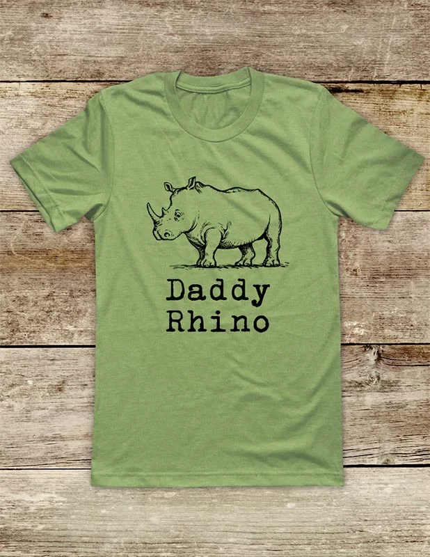 Daddy Rhino Rhinoceros Soft Unisex Men or Women Short Sleeve Jersey Tee Shirt Mesh Blend Leather Blend Suede Blend