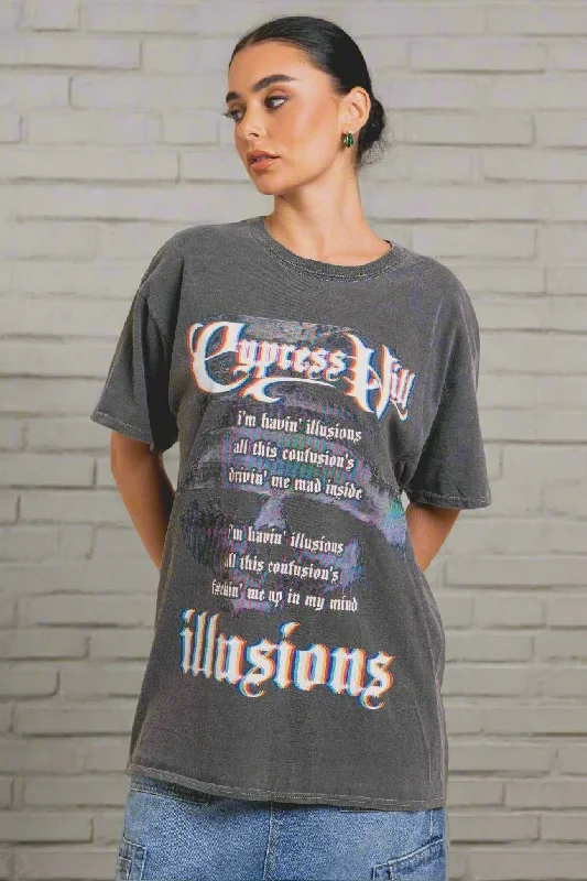 Daisy Street Cypress Hill Washed Tyler Tee Real Fur Shearling Chenille